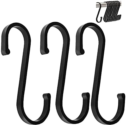 GAViA Ganci a S 10 Pezzi Ganci Forma S pesanti Gancio Anti Ruggine Multifunzione in Alluminio S Attaccapanni Gancio per Cucina Camera da Letto Bagno Giardino Ufficio (Nero opaco)