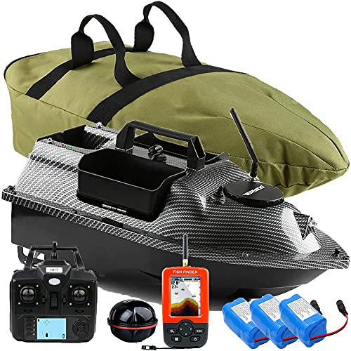 YLLLLY Sehr100 500m Fernbedienung Wireless Fishing Bait Boot 3 Hopper Hook/Bait Post,LCD GPS Sonar Sensor Fishfinder,Handtasche,Batterie,Köderboot, Angelköderboot, Nestboot. (Color : White)