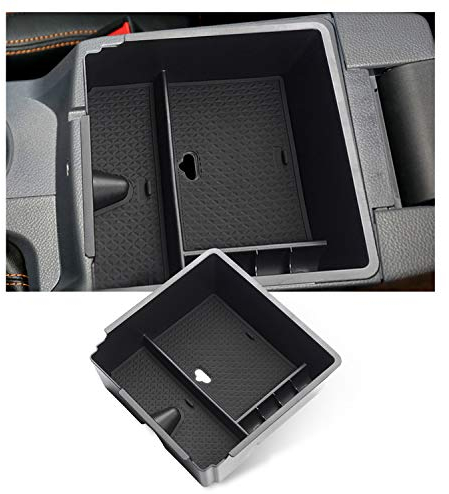 YEE PIN Compatible avec Ford Ranger 2015 2016 2017 2018 2019 Boîte de rangement/boîte à gants pour accoudoir organiseur d'accessoires avec tapis antidérapant, Noir