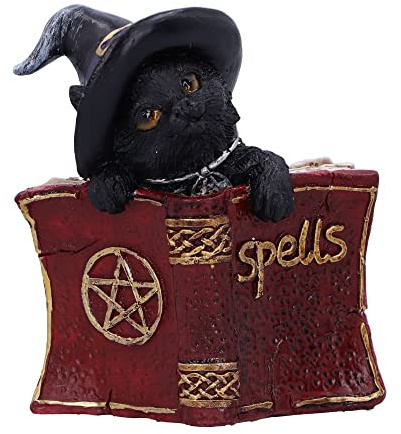 Nemesis Now Kitty's Zauberbuch-Figur Grimoire, 8,2 cm, Kunstharz, rot, Hexe vertraute Figur, perfekte Ergänzung für Jede Hexerei-Kollektion, gegossen aus feinstem Harz, fachmännisch handbemalt