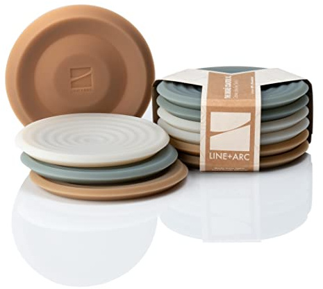 LINE+ARC Extra Thick Silicone Coasters (As Seen in NYTimes WireCutter) Waterproof Anti-Stain Heat-Safe Dishwasher-Safe Degrē Coasters XL (Set of 6 Joshua Tree) Outdoor Rubber Mid-Century Modern | Waterproof, anti-stain, dishwasher-safe, outdoor, mid-century modern, MCM, patio, rubber, hexagon, aesthetic, baby-safe