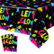 3er-Pack leuchtende Neon-Party-Tischdeckenzubehör - Let's Glow Geburtstags-Tischdecke aus Kunststoff, Neon-Rechteck Allover-Druck-Tischdecke für Schwarzlicht-Party-Dekorationen, 130cm x 220cm