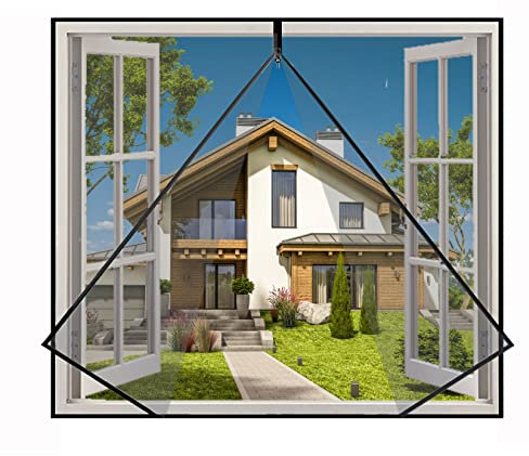 Eouyt Zanzariera per Finestra 100x140cm Zanzariere magnetiche Regolabili Fai-da-Te Tenda per zanzariere in Fai da Te Nessuna Perforazione o avvitamento Richiesta Finestra Scorrevole, Nero