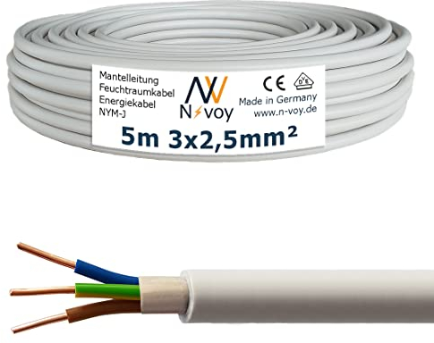 NYM-J 3x2,5 mm² 5m Mantelleitung Installationskabel Stromkabel nach DIN VDE 0250 M139