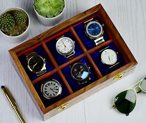 Scatola per orologi per donne e uomini, organizer per orologi in legno, porta orologi fatto a mano per uomo, scatola personalizzata con serratura in ottone, per Natale, anniversario, San Valentino,