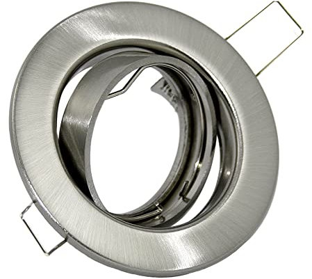 Kamilux 2er Set Einbaustrahler Alva für 230V Farbe: Edelstahl gebürstet (ohne Leuchtmittel) inkl. 230V GU10 Fassung. Spot Rund für Lochausschnitte von 68-76 mm