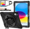 ZenRich Case for iPad 11th/10th Generation 11 inch A16 2025/10.9 inch 2022, Shockproof Rugged Protective with Rotating Kickstand Hand Strap Pencil Holder Shoulder Belt for iPad 11/10 Gen, Black