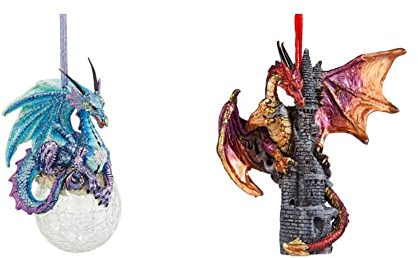 Design Toscano Christbaumschmuck, Frost die gotische Drache Feiertags Verzierung Snowflake Dragon Ball Ornament & Christbaumschmuck Sansibar die gotischen Drachen auf Schloss Feiertags Verzierung