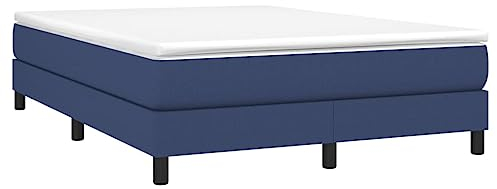 vidaXL Boxspringbett mit Matratze Bettgestell Doppelbett Polsterbett Bett Hotelbett Bettrahmen Lattenrost Schlafzimmerbett Blau 160x200cm Stoff