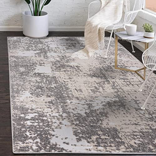 Mazovia Modern Abstrakt Designer Teppich - Kurzflor - Weich Teppich für Wohnzimmer, Esszimmer, Schlafzimmer - ÖKO-TEX Wohnzimmerteppich - hell Creme Grau 140 x 200 cm