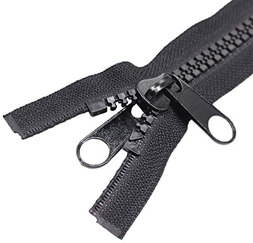 MebuZip 182 cm #10 Reißverschluss aus Kunststoff Teilbar Schwarz 8,5mm Reißverschluss Reissverschluss mit Doppelten Ziehen für zelte Deckung Schlafsack, DPBLK