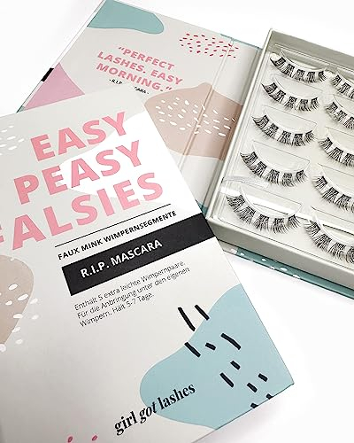 GirlGotLashes Große Boxen R.I.P. Mascara Handgemachte Wimpernextensions Wimpernverlängerung für Zuhause 5 Wimpern-Paare 5-7 Tagen Halt Vegan
