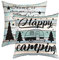Loussiesd Glückliche Camping Kissenbezüge 2er Set Weiche Camper Kissenhülle Für Wohnzimmer Schlafzimmer Cartoon Camping Auto Dekorative Rustikale Holz Dekokissen für Sofa Stuhl Kissenbezug 40x40cm