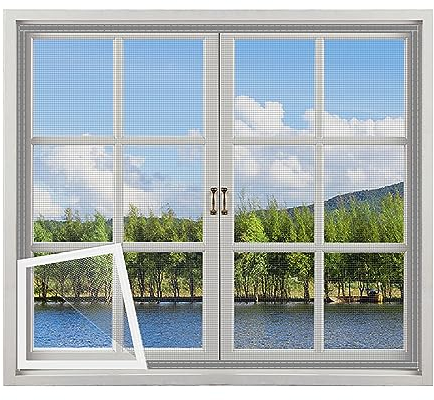 Fliegengitter Gewebe 100x60cm, mit Klettband selbstklebend Insektenschutzgitter ZubehöR FüR Fliegengitter TüRen Fliegengitter TüR, für Fenster, Türen und Lichtschächte. - Grau