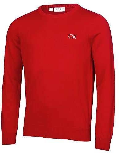 Calvin Klein Mens Round Neck Golf Sweater - Red - XL