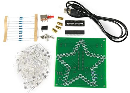 Bassulouda Elektronisches Bastelset zum Löten von Leiterplatten, gedrucktes Licht für Festzelt, LED, Blinker, Stern, mit fünf farbigen Zacken, ohne Schutzhülle