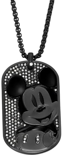 Fossil Disney Special Edition Halskette mit Erkennungsmarke aus Edelstahl, Schwarz, Einheitsgröße, Edelstahl, kein Edelstein, Einheitsgröße, One Size, Edelstahl, Kein Edelstein