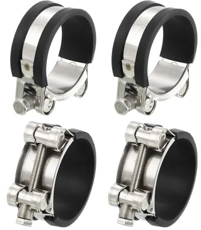 sourcing map 4Pcs T-Bolt Hose Clamp Working Range 48-51mm Rubber Cushioned Intake Intercooler Clamps Adjustable Tube Clamps for Tubes Pipes
