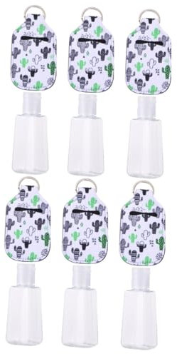 DOITOOL 6ensembles Bouteilles De Voyage Avec Porte-clés Flacons Réutilisables Imprimés Cactus Pour Gel Lotion Et Liquides Flacons Porte-clés