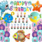 50 Stück Unterwasserwelt Kindergeburtstag Deko - Ozean Tiere Geburtstagslied, Happy Birthday Banner, Meerestiere Deko, Meerestier Ballons, Unterwasserwelt Party Geburtstag Party für Jungen Mädchen