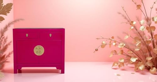 Fine Asianliving Chinesischer Schrank Fuchsia Royale - Orientique Kollektion B90xT40xH80cm China Chinesischer Schrank Chinesischer Hochzeitsschrank Orientalische Möbel Asiatische