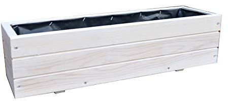 FKL DESIGN Home Deco Jardinera de Madera Jardinera para terraza jardín 9 litros Totalmente montada D6 Blanca (Longitud 60 cm)