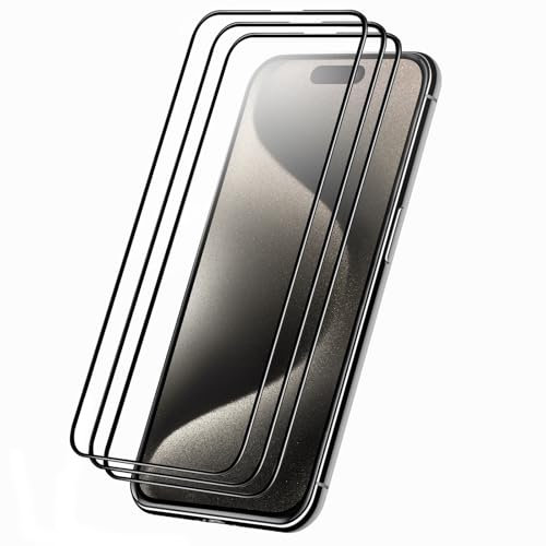 3-Pack Premium Screen Protectors for Apple iPhone 15 Pro Max 6.7-Inch, 9H Hardness Shatterproof Tempered Glass Film, Ultrathin 0.25MM, Anti-Fingerprint, Full Coverage, HD Clarity, Case-Friendly
