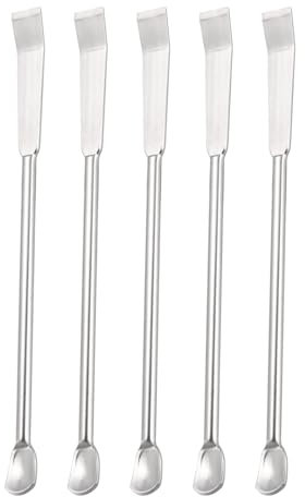 YOKIVE 5 Pcs Lab Spatula Spoon, 304 Stainless Steel Micro Sampling Mixing Measuring Great for Laboratory (100mm/4-Inch)