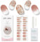 JMEOWIO Gel Nail Stickers French Tip White Light Orange Semi Cured Gel Nail Strips Wraps UV/LED Nails Art Design Decoration Accessories