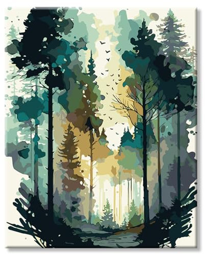 77iiAii Malen Nach Zahlen Erwachsene Landschaft, DIY Handgemalt Ölgemälde set Knitterfreie Leinwand Bilder für Anfänger und Erwachsene, Mit Acrylfarbe und 3-Pinseln 40 X 50cm