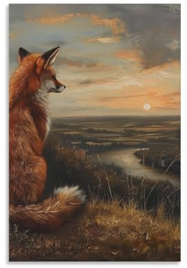DHBANEIOK Fuchs Leinwanddruck Kunstdruck, Poster, Für Büro, Schlafzimmer, Cafe, Dekoration Mit 16x24inch(40x60cm)