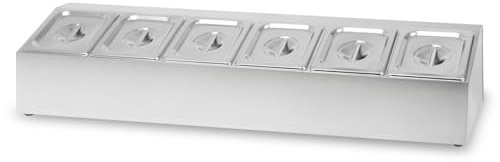 VERTES Zutatenbehälter 6 x 1/6 GN Gastronorm, Edelstahl, 100mm Tief, Hygienisch, Rostfrei, Kratzfest, Temperaturbeständig von -40° bis 300°C, für Bain Marie und Vielseitigen Einsatz in Gastronomie