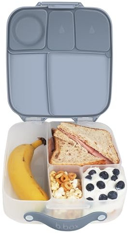 b.box Lunchbox | Jumbo Bento Box with 4 Compartments (2 Leakproof), Removable Divider, Gel Cold Pack | Ideal for School | from 3+ | 2L Capacity