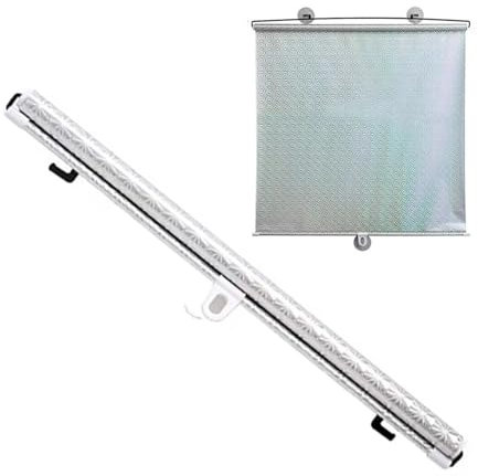 Parasoles Coche Parasol Enrollable Para Parabrisas Coche Cortina Retráctil Para Ventana Coche Protección VeranoAislamiento Térmico Sombreado Delantero Y Trasero Protección Solar Coche(Silver 50X125cm)