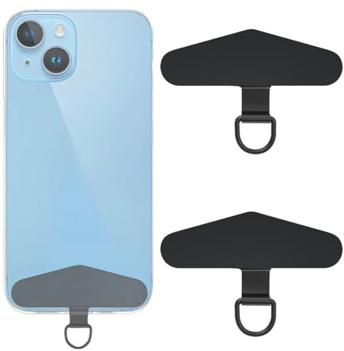 ZEPIQOR 2 pcs Handykette Universalpads, Edelstahl Multifunktionales Handy-Lanyard-Patch, handykette universal, Telefon-Patch für die meisten Smartphones Schwarz