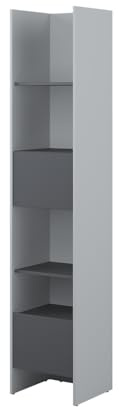 MEBLINI Schrank für Schrankbett Bed Concept - Hochschrank mit Regalen, Fächern und Schublade - BC-23 - Grau/Graphit