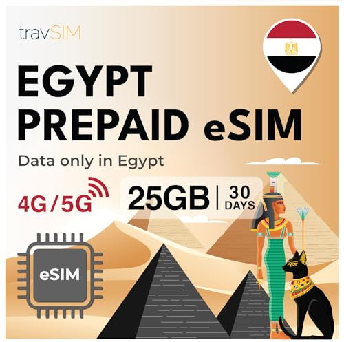 travSIM Ägypten eSIM | 25GB Mobile Daten | Hotspot verfügbar | Plan auf eSIM für Ägypten ist 30 Tage lang gültig