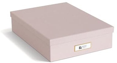 BIGSO OSKAR Dokumentenbox A4 – Aufbewahrungsbox mit Deckel und Griff – Schreibtischablage für Papier, Broschüren & Dokumente – Regal Aufbewahrungsbox aus Faserplatte und Papier – rosa
