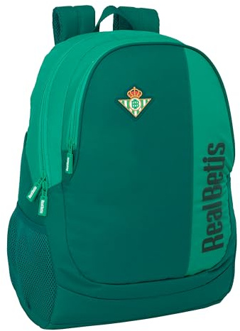 safta Real BETIS BALOMPIÉ Schulrucksack für Kinder, ideal für Kinder verschiedener Altersgruppen, bequem und vielseitig, Qualität und Widerstandsfähigkeit, 32 x 16 x 44 cm, Meeresgrün, M, Casual