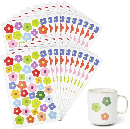 NISENTIA 780 Stück Sticker Blumen, 20 Blatt Bunte Aufkleber Blumen Mini Kleine Prilblumen Sticker Wasserfest Blumensticker Blumenaufkleber für Sammelalben Notizblöcke Fahrräder Wasserbecher Laptops
