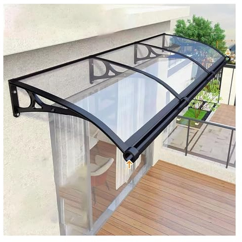 SFQEVHRZ - Toldos de ventana para puerta de entrada, persiana exterior de policarbonato con soporte de aluminio para puerta de entrada y ventana (transparente, 100 x 300 cm)