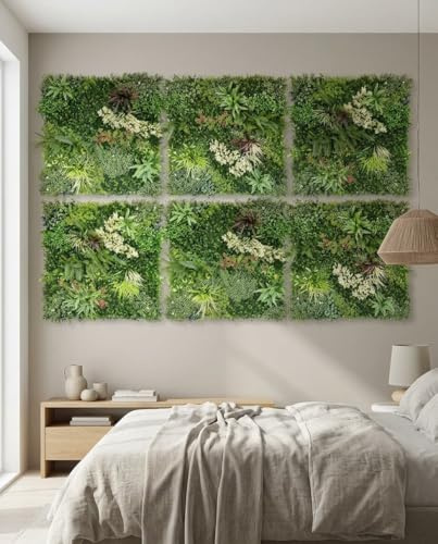 JELLE & JACOB Künstliche Pflanzenwand Indoor & Outdoor, Blumenwand Sommerwiese, 6er Set je 100x100 cm, pflegeleicht & langlebig - für Wohlfühl-Atmosphäre, Kunstpflanzen Wand, Green Wall, Pflanzen Wand