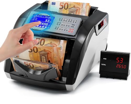 Bonvoisin Einfacher Geldzählmaschine, zählt sortierte Nennwerte | 1000 Stück/Min., UV/IR/MG-Fälschungserkennung, Batch-, ADD-Funktionen, Touchscreen (Mischbeträge nicht Zählbar)