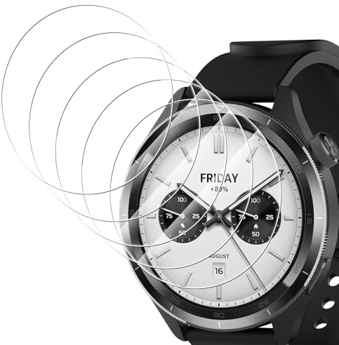 Simpeak Protector de Pantalla Compatible con Xiaomi Watch S4 47mm/S3, Anti-Arañazo, Dureza 9H, Sin Burbujas, HD Película Cristal Templado [5 Piezas]