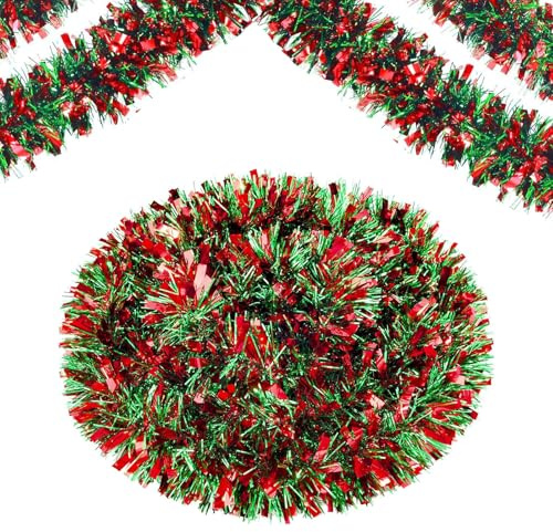Gleevio 10M Tannengirlande Künstlich Weihnachtsdeko Innen Aussen, Weihnachtsgirlande, Girlande Weihnachten Bunt, Tannengirlande Weihnachten Party, Weihnachtsbaum Girlande für Kamin Treppe