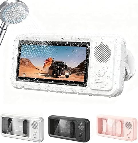 Aakluk Support De Téléphone Aqua Play avec Haut-Parleur | Support De Téléphone Mural Rotatif À 360°, Étanche Et Antibuée | Aqua Play – Son De Douche pour Phone, pour Salle De Bain, Miroir Mural