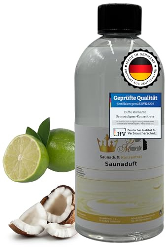 Dufte Momente Saunaaufguss-Konzentrat Kokos-Limette – 500 ml – exotisch & erfrischend – konzentriert & ergiebig – zertifizierte Profi-Qualität – vegan & Made in Germany