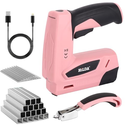 OurLeeme Cordless Staple Gun, 2 in 1 Rechargeable with 2000 Pcs Staples | Electric Nailer, Upholstery Stapler,Lightweight Compact with USB Cable for Crafts Roofing Carpeting Woodworking Repair
