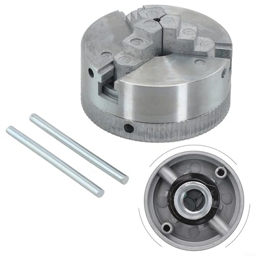 Manuelles Drehfutter 3 Backen Set mit Werkzeugzubehör, Zinklegierung Dreibackenfutter Modell Z011 für Holzbearbeitung Drehmaschine bietet stabile und präzise Klemmung