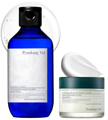 Pyunkang Yul PKY Essence Toner & Beruhigende Barriere-Creme, intensive Feuchtigkeitspflege, sanft & hautverträglich, Koreanische Hautpflege, Toner (200 ml) & Creme (50 ml)